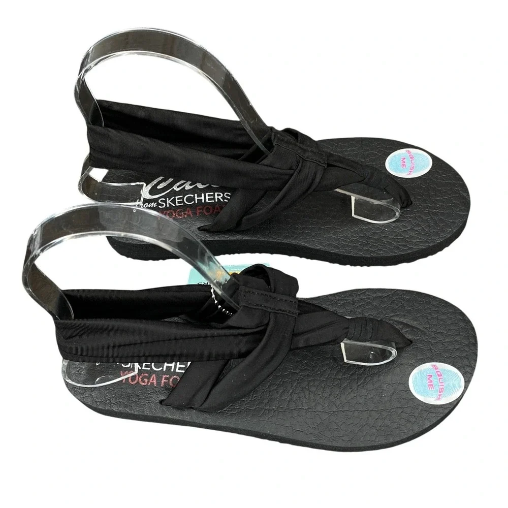 Skechers Cali Meditation Studio Kicks Sandals Womens Size 6 Black Yoga Foam NWT